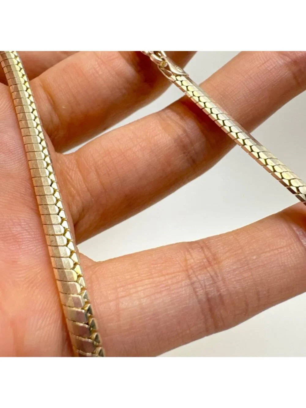 Flexible Low Dome Omega Herringbone Chain 925 Sterling Silver 4.5mm Wide 18
